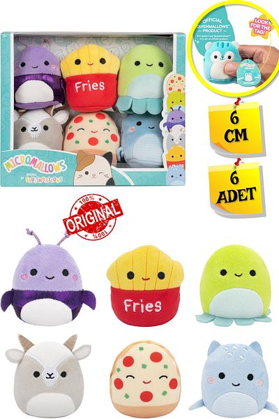 TOYFEST مجموعة مجسمات صغيرة من القطيفة الناعمة من Micromallows Squishmallows مكونة من 6 قطع - 6 سم - موديل - 4