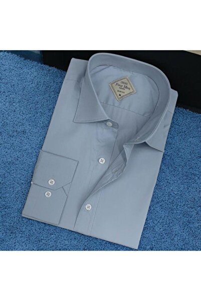 EREN STYLE Pamuk paketa plavih muških košulja dugih rukava ( Slim fit uzorka)