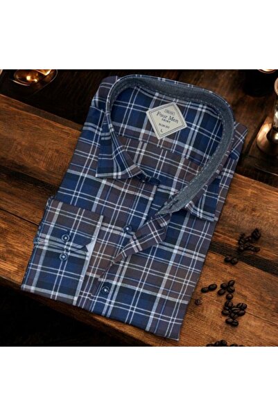 EREN STYLE Pamuk paketa tamnoplave muške košulje dugih rukava (uzorak Slim fit)