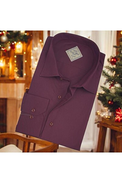 EREN STYLE Pamuk paketa crvene muške košulje dugih rukava (uzorak Slim fit)