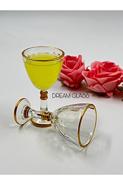 Dream glass 6 KİŞİLİK GOLD DETAYLI AYAKLI ŞIK KAHVE YANI BARDAĞI TAKIMI