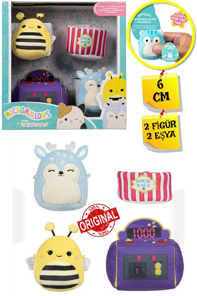 TOYFEST لعبة Micromallows Squishmallows Mini القطيفة الناعمة - مجسمين + مجموعة إكسسوارات - 6 سم - MOD-1