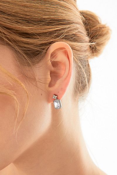 Fulla Moda Stoned Baguette Earrings
