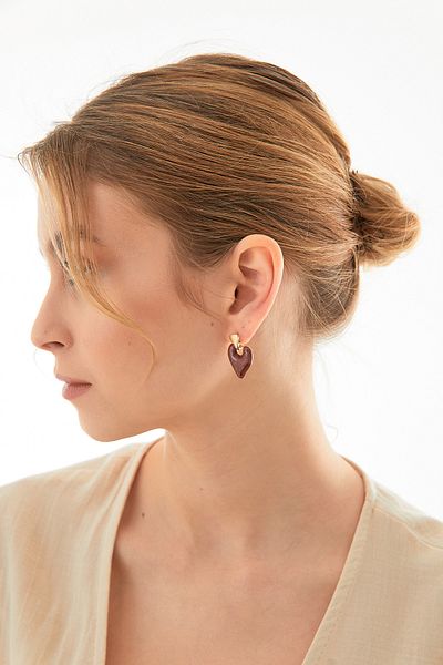 Fulla Moda Pearlescent Heart Earrings