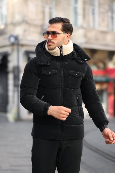 Cousens Men's Inflatable Coat Throat Winter Waterproof Hoodie