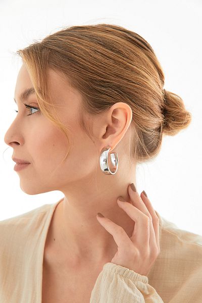 Fulla Moda Half Hoop Earrings