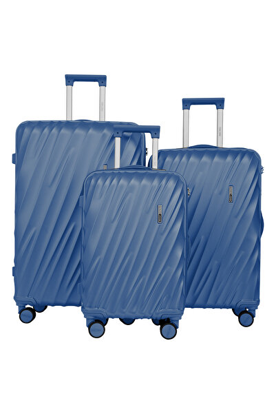 PARAJOHN مجموعة عربة أمتعة ABS من سلسلة Swirl، مكونة من 3 قطع - أزرق