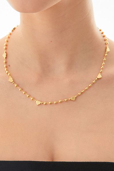 Fulla Moda Dorika Chain Steel Necklace with Heart