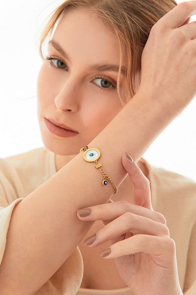 Fulla Moda Pearlescent Beaded Steel Bracelet