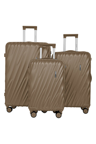 PARAJOHN مجموعة عربة أمتعة ABS من سلسلة Swirl، مكونة من 3 قطع - لون القهوة