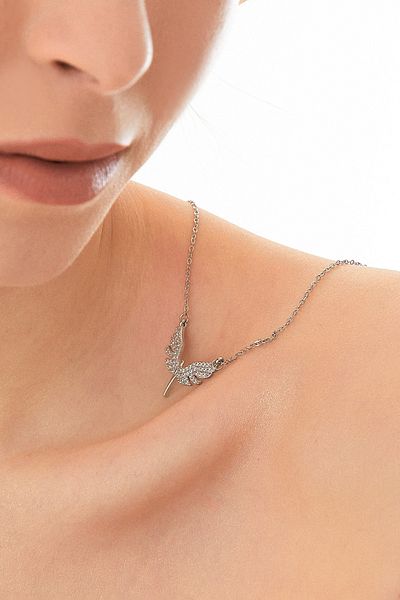 Fulla Moda Steel Necklace with Angel Figure