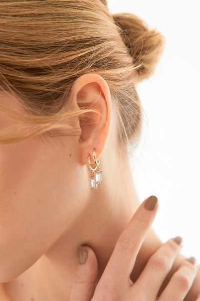 Fulla Moda Stoned 3-Piece Clip Earrings