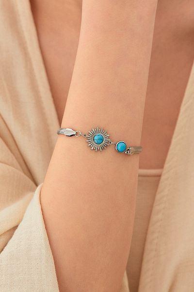 Fulla Moda Italian Chain Steel Bracelet - Bead Detail