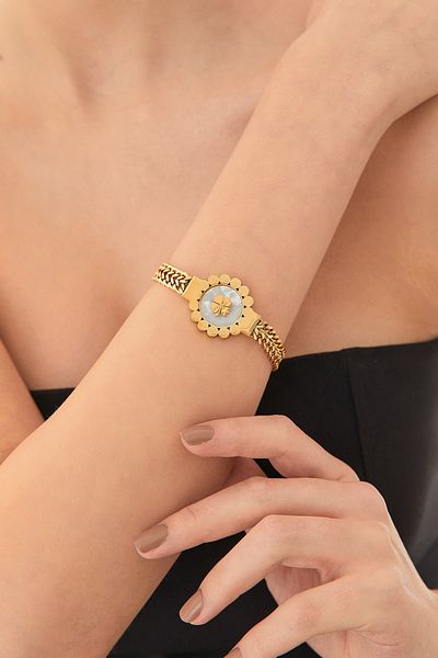 Fulla Moda Clover Pearlescent Steel Bracelet