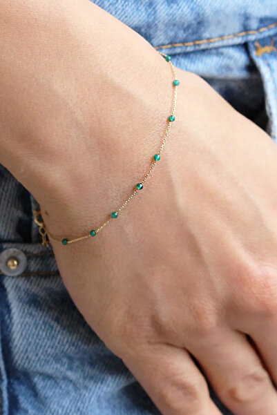 Glorria Kadın Altın Yeşil Taşlı Bileklik DM0050-Y