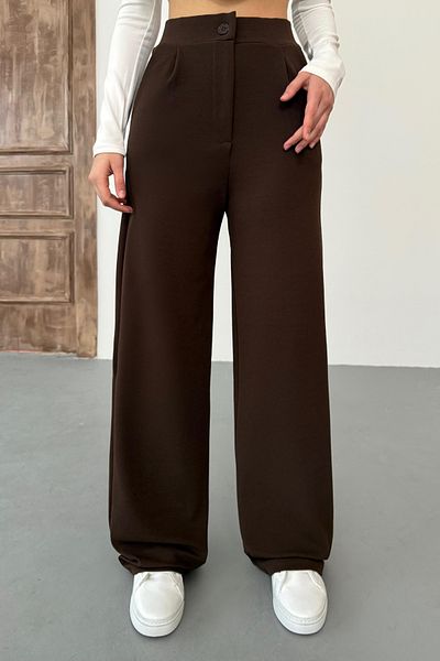 BİKELİFE Braune Palazzo-Hose aus Lycra mit weitem Bein für Damen