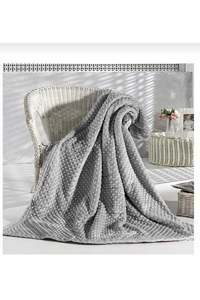AKSU HALI Lux Ozerdem Aksu - Double Grey Silk Soft Blanket, 200X220