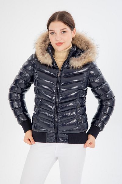 G-FOX Women's Short Removable Fur Hooded Padded Water Repellent Puffer Jacket 8637