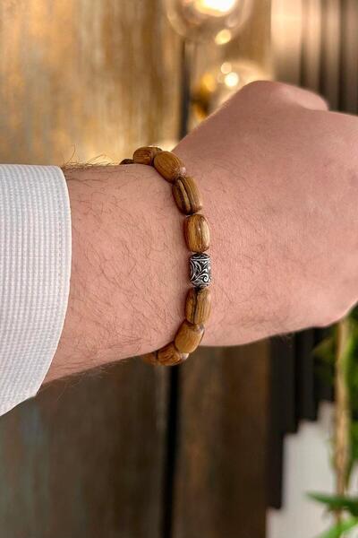 dergah tesbih Kokulu Öd Ağacı Gümüş Detaylı Bileklik