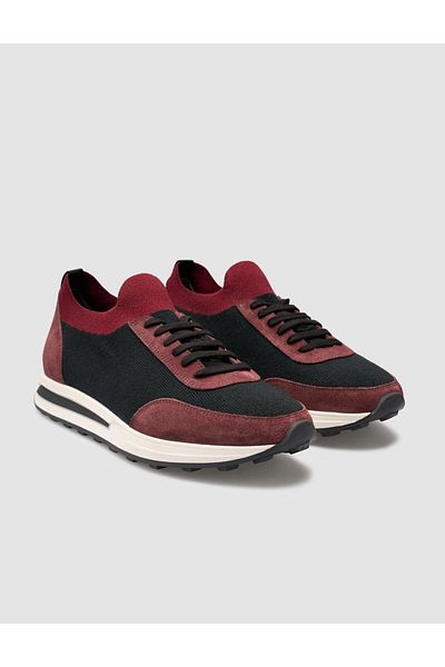 Cabani Knitwear Claret Red Lace-Up Men's Sports Shoes