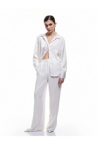 Koton Classic Lapel Long Sleeve Buttoned Satin Shirt