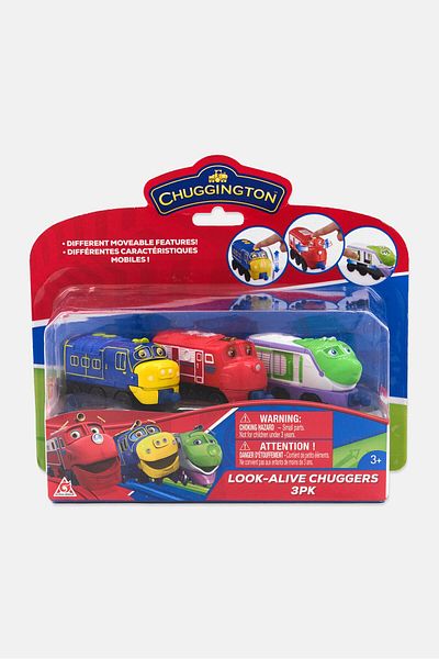 CHUGGINGTON 3 قطع من ألعاب القطار القابلة للتوصيل، باللون الأحمر