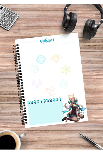 mertfigur Genshin Lynette Anime Spiral Notebook A5 (50 Sheets)