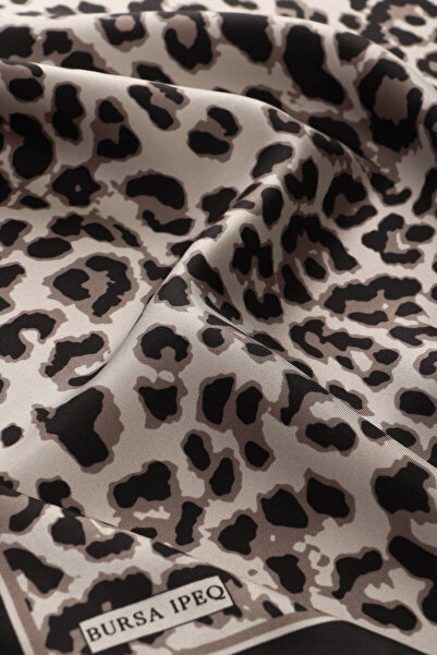 Bursa İpek Mink Leopard Pattern Twill Silk Scarf
