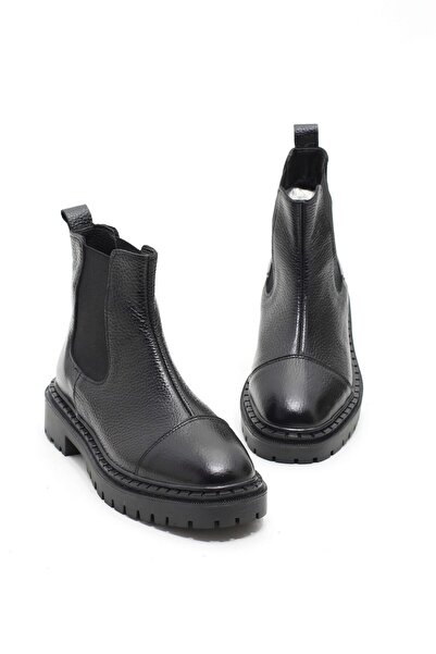 lizel Sissa Siyah Renk Gerçek Deri Kadın Bot