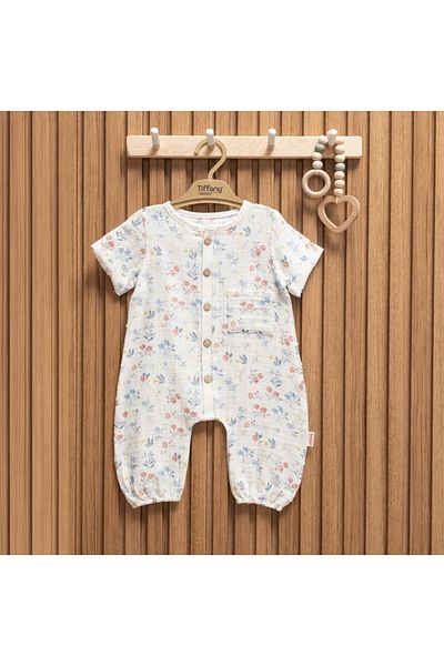 Tiffany Baby Muslin Sweet Theme Half Sleeve Short Jumpsuit 60091