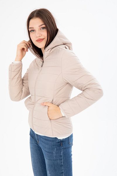 G-FOX Women's Quilted Seasonal Puffer Jacket Fixed Hooded Full Length Zippered 8398