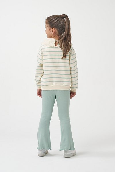 Minipodyum Girl's Crowned Striped Spanish Leg Leggings Double Suit