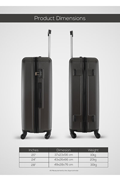 PARAJOHN ABS Hardside Spinner Check In Medium Luggage Trolley 24 Inch Dark Grey