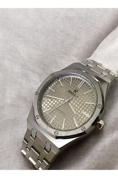 Rivoly Men's Stainless Steel Analog Quartz Watch, Easy to Read, Fashion Design, Water Resistant