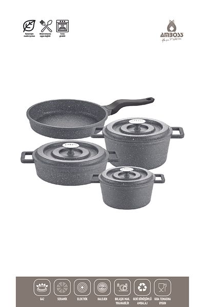 Amboss 7 Piece Copper Cast Pot Set (Grey)