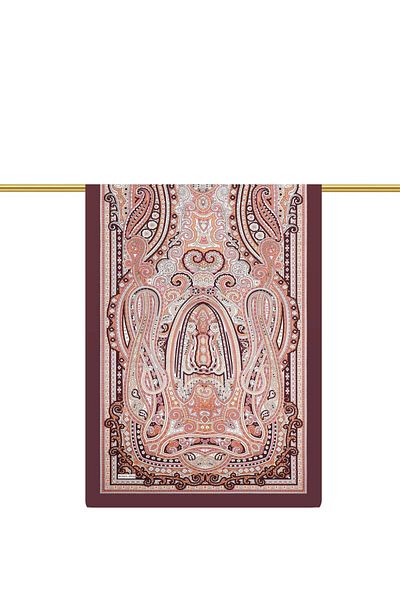Bursa İpek Plum Marrakech Pattern Sura Silk Shawl