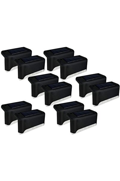 Unichrome 12li Paket Solar Güneş Enerjili Şarj Edilen Köşebent Merdiven Veranda Bahçe Led Lamba Siyah Solar