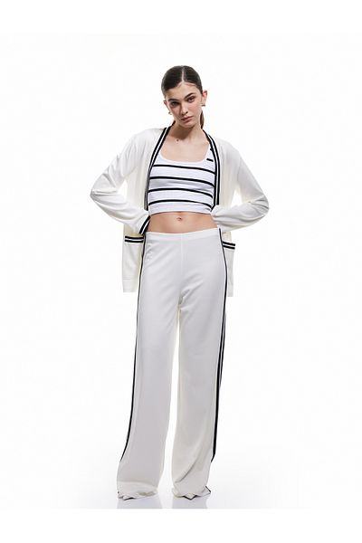 Koton Viscose Blended Side Striped Palazzo Trousers