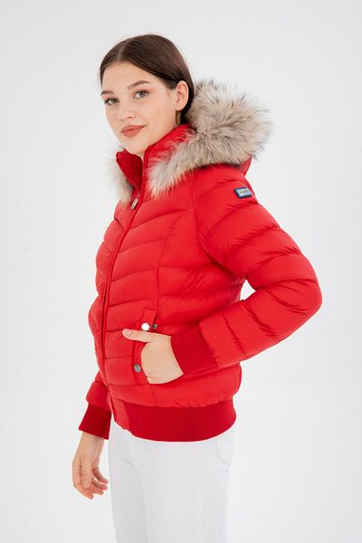 G-FOX Women's Short Removable Fur Hooded Padded Water Repellent Puffer Jacket 8637