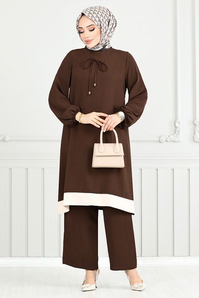 ModaMerve طقم أساور مطاطية بلون القهوة - 2252BLU1068-M
