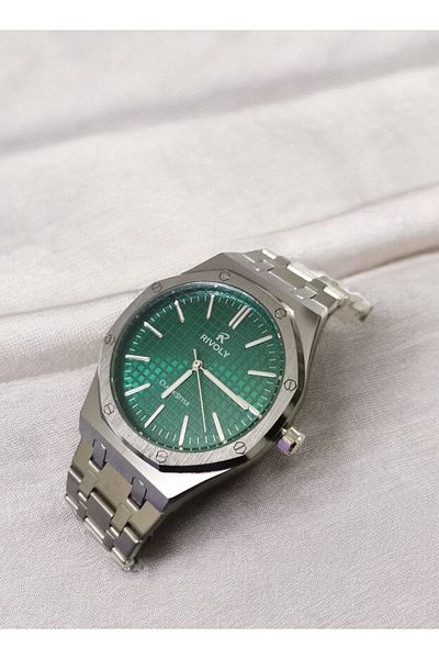 Rivoly Men's Stainless Steel Analog Quartz Watch, Easy to Read, Fashion Design, Water Resistant