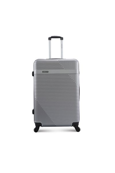 PARAJOHN ABS Hardside Spinner Check In Medium Luggage Trolley 24 Inch Silver