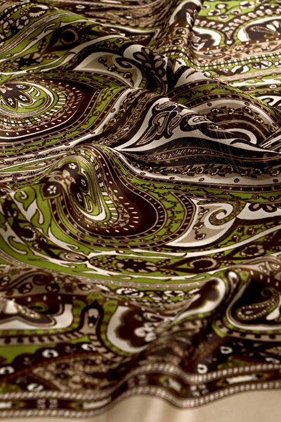 Bursa İpek Μεταξωτό σάλι Sura με πράσινο μοτίβο Νείλου