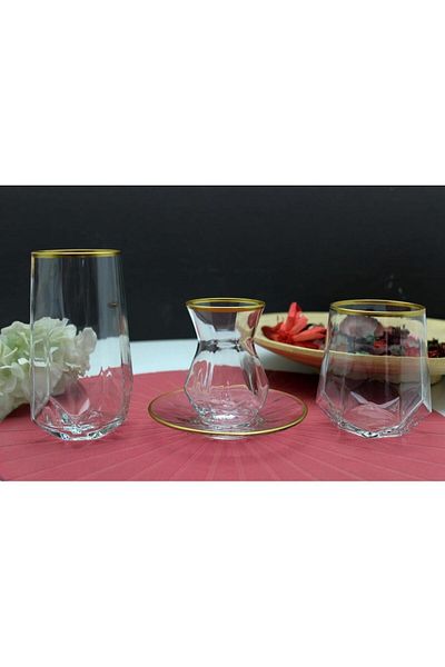 LAV Alya Gold Gilded 24 Piece Tea-Soft Drink Water Set