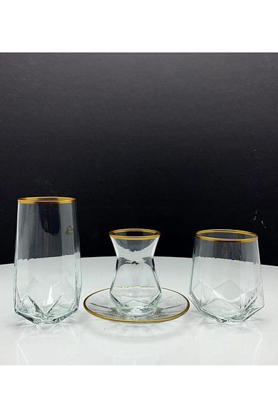 LAV Alya Gold Gilded 24 Piece Tea-Soft Drink Water Set