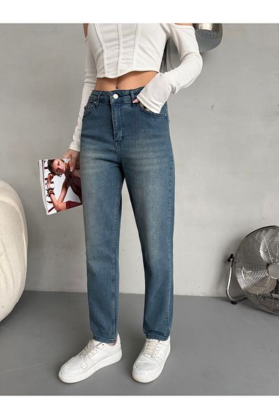 alanora Blugi mom cu talie înaltă elastic/lycra pentru femei