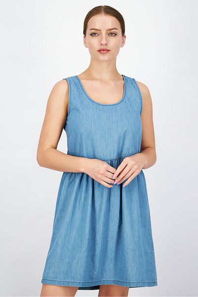 DeFacto Women Solid Sleeveless Mini Casual Dress, Blue