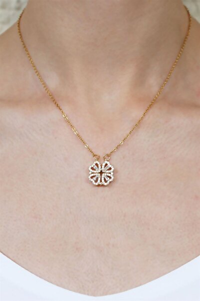 Sose Moda Steel Heart and Clover Necklace
