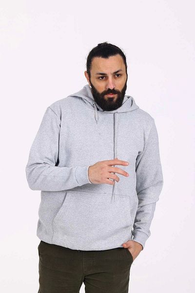 Tam12den Home Ανδρικό γκρι φούτερ - Κουκούλα, Fleece, Regular Fit