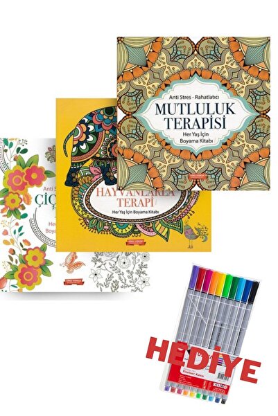 GÖNÜL YAYINCILIK Mandala Büyükler Için Boyama Seti - 3 Kitap Ve 10'lu Kalem
